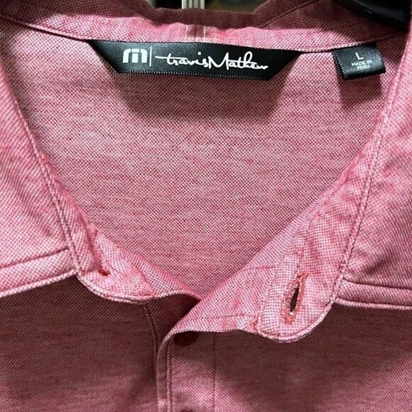Travis Mathew Men's Heathered Red Short Sleeved Polo Shirt Size XL - Picture 4 of 7
